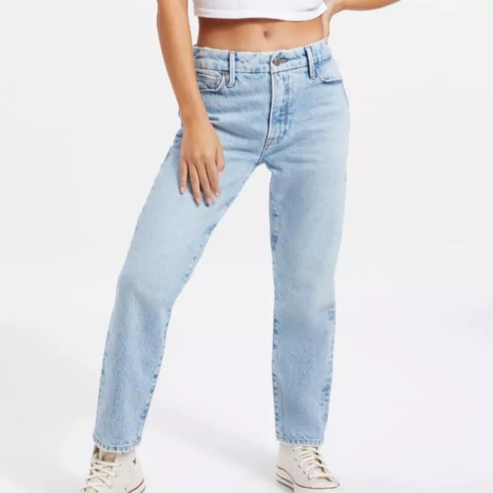 Good American Good Girlfriend Cropped Denim Jeans Size 16 Blue Casual High Rise